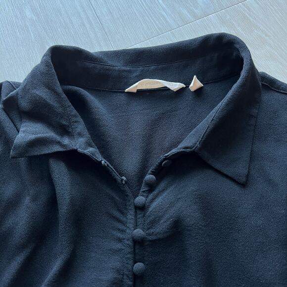 Soft Surroundings Poet Blouse Large Black Ruffle Long Sleeve - Picture 9 of 10